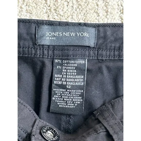 Jones New York Black Ladies Cargo Type Pants Elastic Tie Legs Size 12 Super Cute - Picture 6 of 7